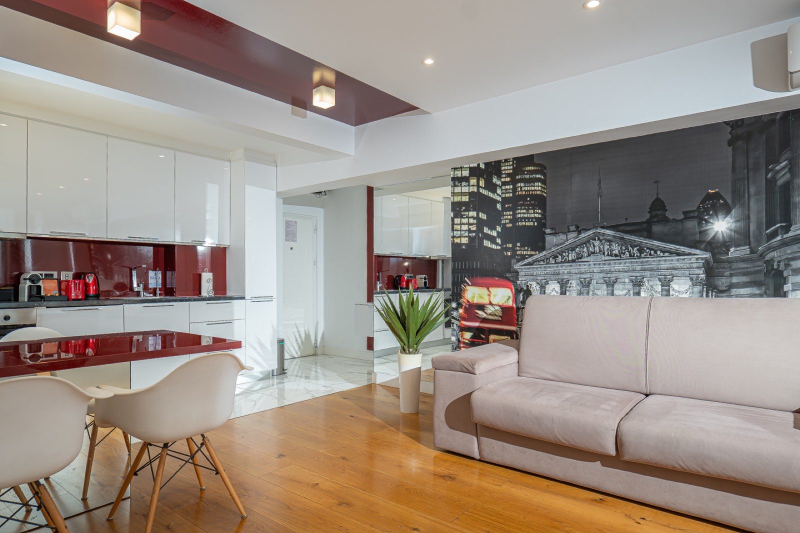Apartment dining and living area