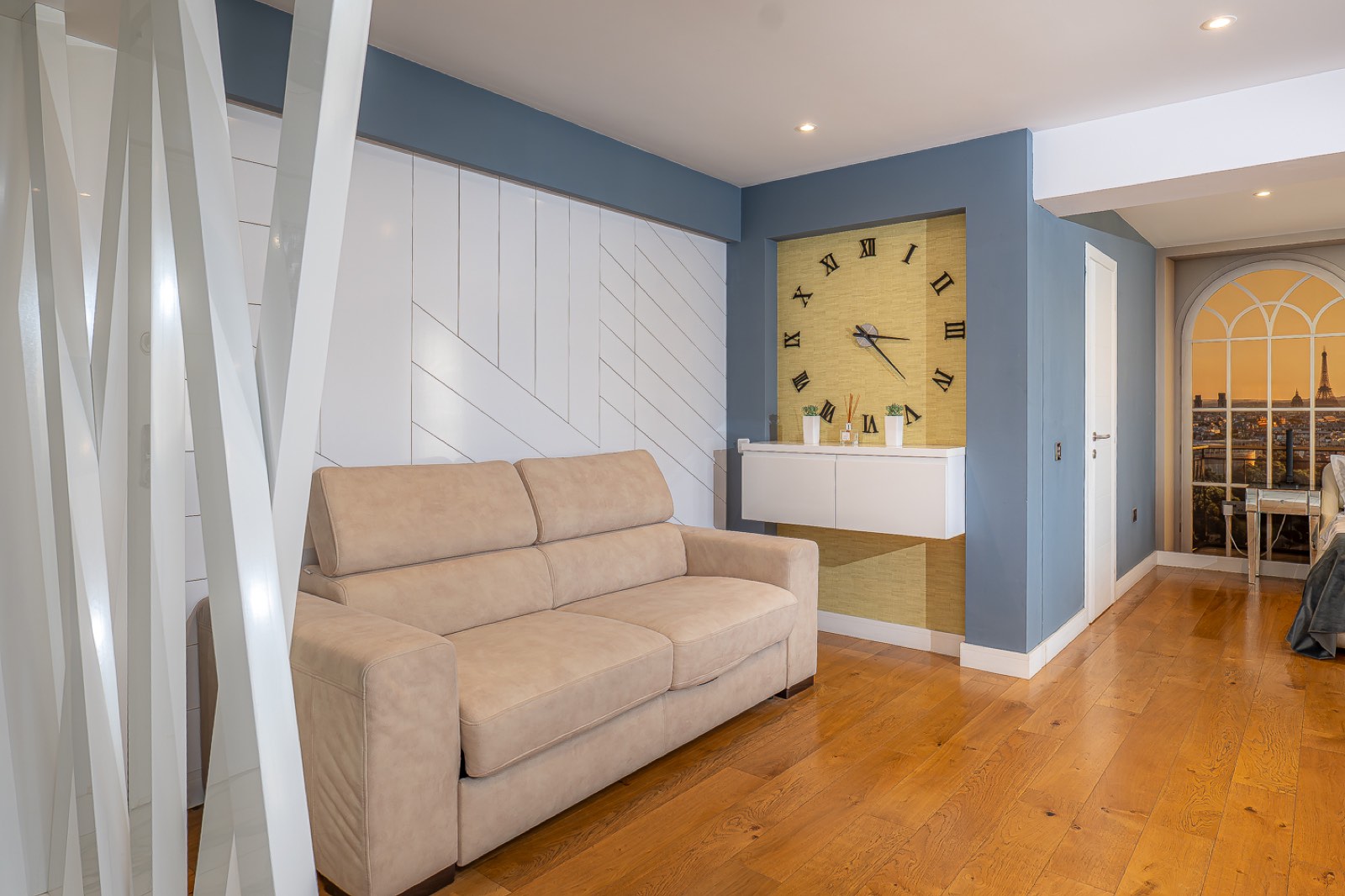 Luxury one-bedroom apartment interior in central Bucharest